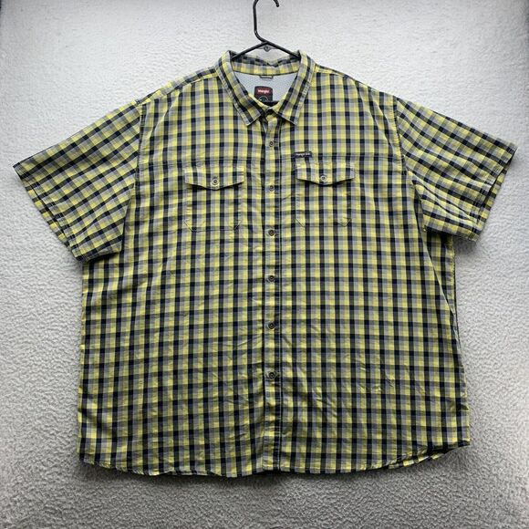 Wrangler Other - Wrangler Shirt Mens 3XL Regular Fit Metal Buttons Yellow Black‎ Gray Check Plaid